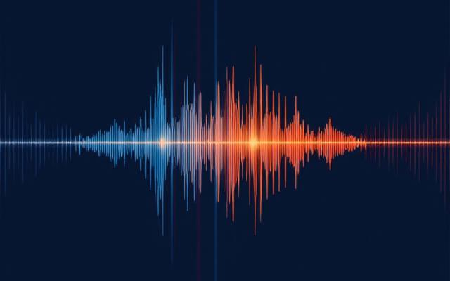 Onda de sonido abstracta con colores corporativos